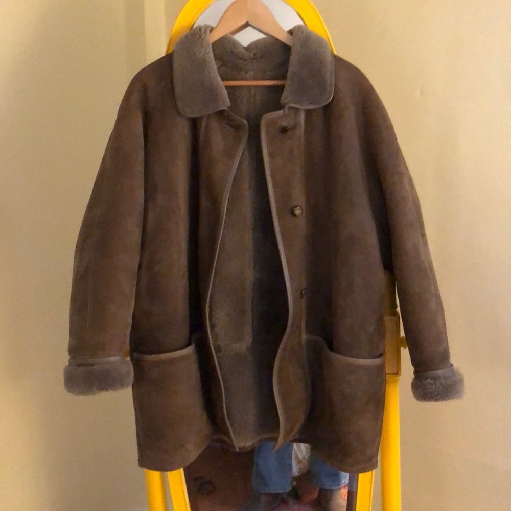 Vintage Dutch 70s Genuine Sherpa Lined Suede Coat